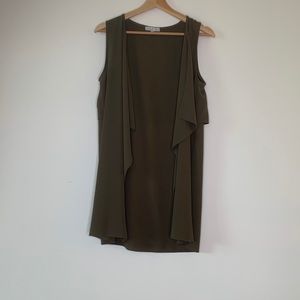 Army green sleeveless kimono
